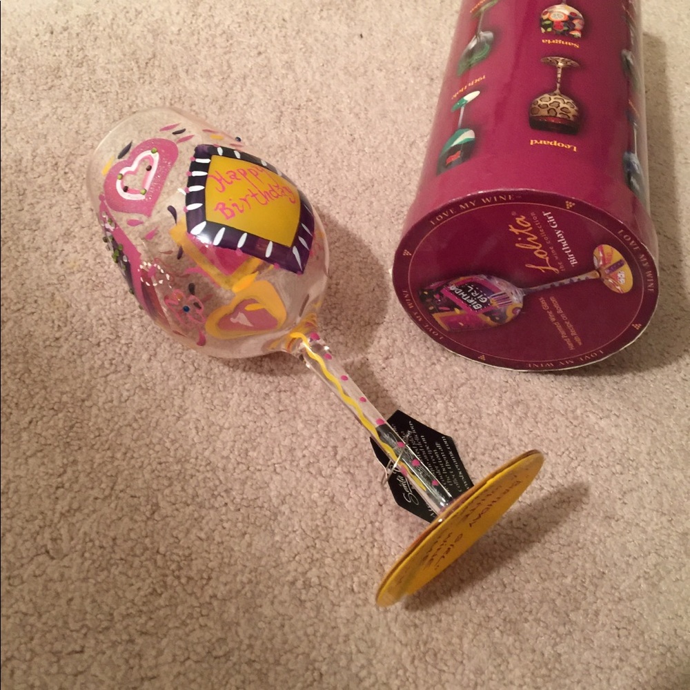 Lolita wine glass birthday girl nwt